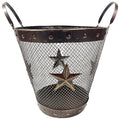 Urbalabs Rustic Lone Star Metal Bathroom Trash Can Office Western Waste Basket Country Wastebasket Office Wire Garbage Can Cowboy Gun Decor Bathroom Decor Cowboy Decor for Bathroom (Large)