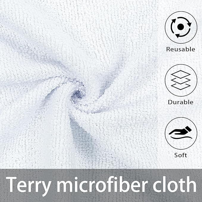 Greenfound Microfiber Cleaning Cloth Roll -80 Pack 11.5x11.5 Tear Away Towels Reusable and Washable Rags White