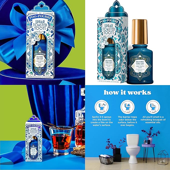 Poo-Pourri Before-You-Go Toilet Spray Spring 2 Oz Variety Pack– Maple Pumpkin Sugar Toasted Toots and Balsam Bum