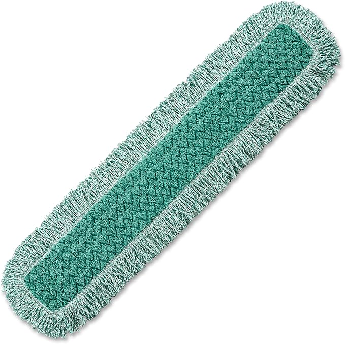 Rubbermaid Commercial Products HYGEN 36 inch Microfiber Dust Pad with Fringe Green For Janitorial/Professional Cleaners and Heavy-Duty industrial Cleaning/Dusting/Sweeping