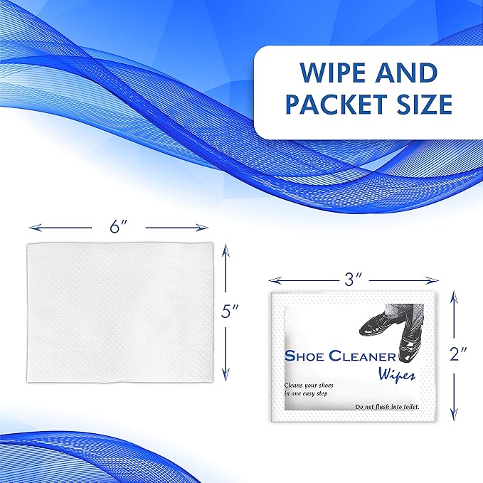Diamond Wipes Pre-Moistened Shoe Shine Wipes Streak-Free Shoe Cleaner Pack of 50 Individually Wrapped Wet Wipes - Use On Leather Travel Essentials