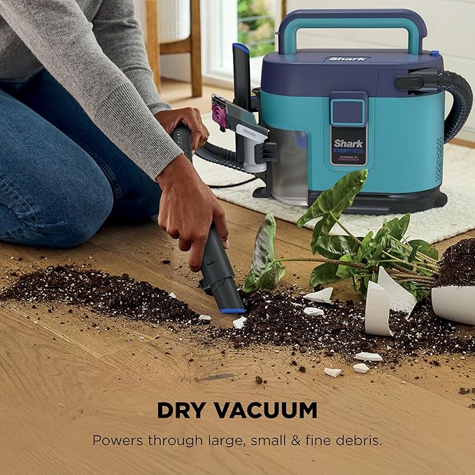 Shark EveryMess™ | Ultra-Powerful 3-in-1 Wet Vac Dry Vac &amp Stain Eliminator | StainForce Technology Perfect for Homes Pets and Cars | 3 Accessories and Cleaning Solution | Blue | VX102BRN