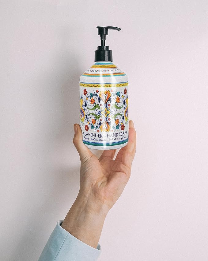 Perugia Italian Deruta Hand Soap - 21.5 fl oz Bottles - 8 pack - Lavendar Sweet Orange Lemon Verbana and Olive Thyme