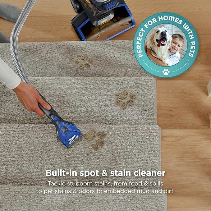 Shark CarpetXpert HairPro | Upright Carpet Area Rug &amp Upholstery Cleaner | Carpet Shampooer | Handheld Spot &amp Stain Eliminator | Pet Hair Pickup &amp Odor Removal | 2 Cleaning Tools | Cobalt
