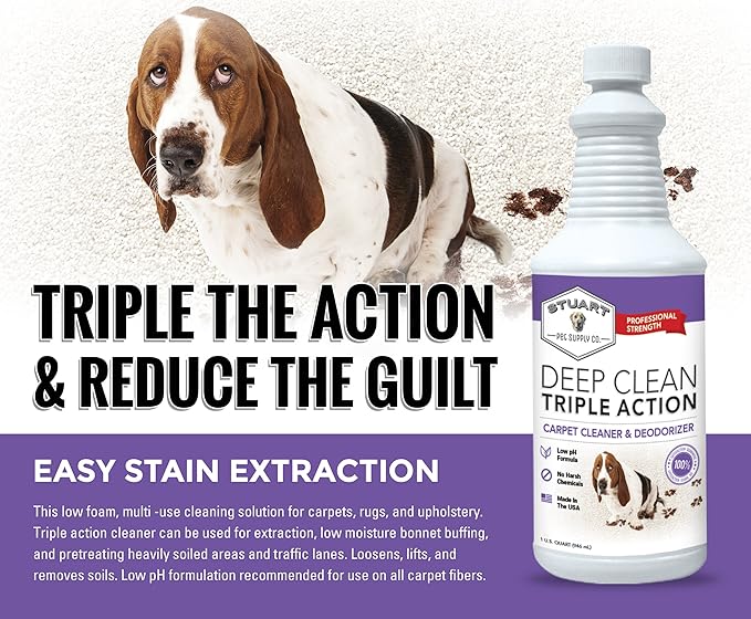 Professional Strength Deep Clean (Gal.) 3X Carpet Cleaner Solution &amp Deodorizer Concentrated Encapsulating Carpet Shampoo Pet Odor &amp Dirty Carpet Cleaning Solution 128 fl oz.