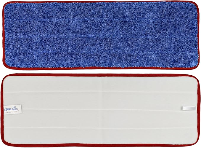CleanAide All-Purpose Mega Microfiber Mop Pads with Hook &amp Loop Backing for Home &amp Commercial Cleaning Super Absorbent Reusable Washable Traps Dust Dirt &amp Pet Hair 18” 6-Pack Red