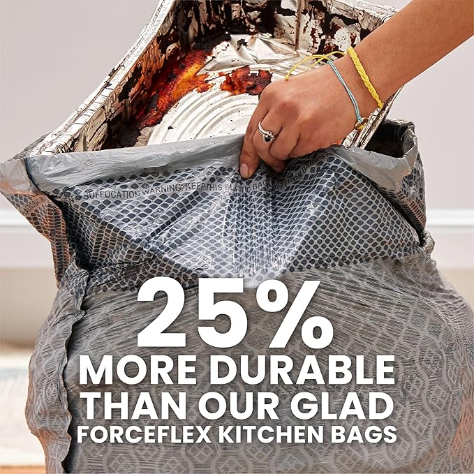 Glad ForceFlex MaxStrength XL Kitchen Trash Bags 20 Gal Fresh Clean 80 Ct (Package May Vary)