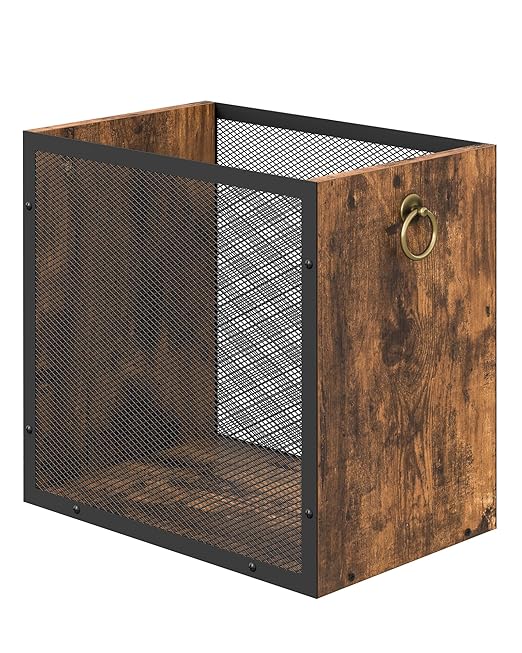 Trash Can 4.5 Gallon Rectangular Garbage Container Waste Basket Trash Bin for Bedroom Office Bathroom Kitchen Waste Rustic Brown and Black TCW33BF