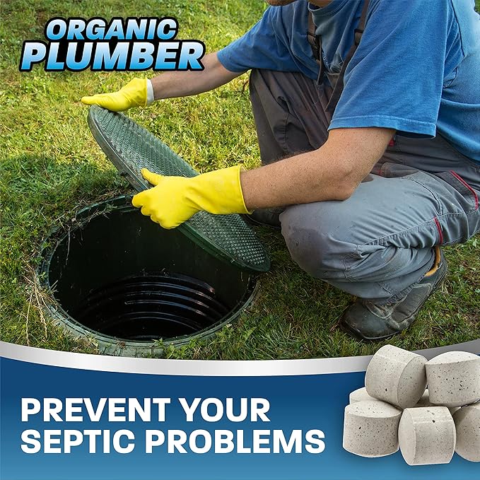 Septic Tank Cleaner Treatment Bacteria x Natural Enzyme Flushable Bio Tabs Rid Sewage Waste &amp Clean Field System 1 Year of Tablets
