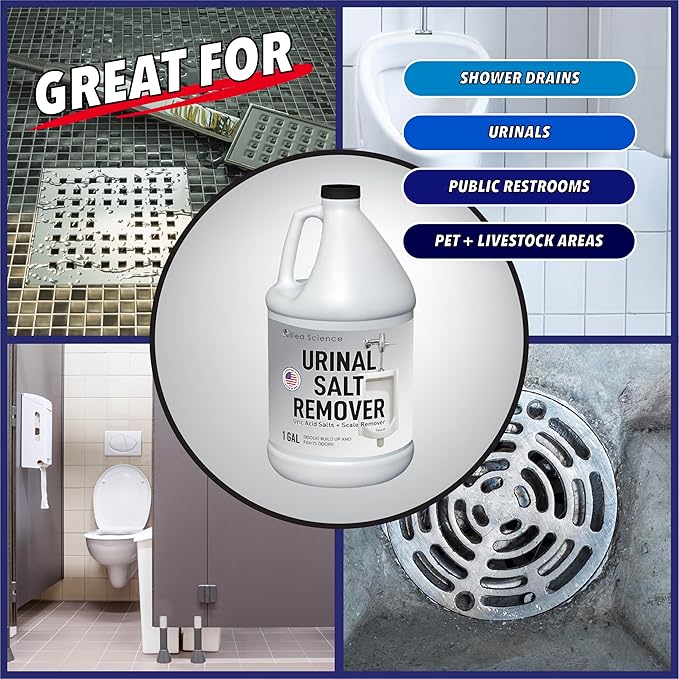 Urinal Salt Remover - Uric Acid Salts Scale Remover Unclogs Urinals and Removes Uric Acid Odors - 1 Gallon / 128 fl oz
