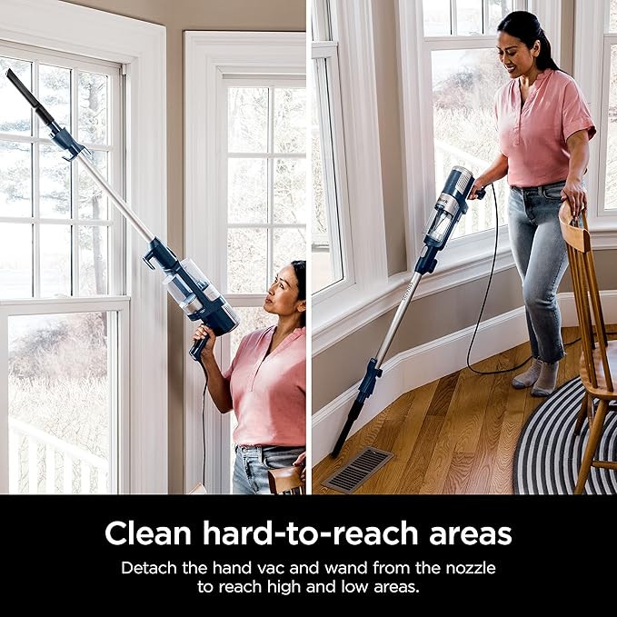 Shark HZ3002 Stratos Ultralight Corded Stick Vacuum with DuoClean PowerFins HairPro Self-Cleaning Brushroll &amp Odor Neutralizer Technology Navy
