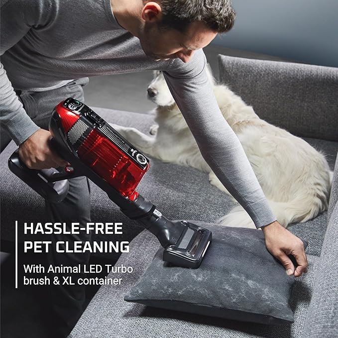 Rowenta Cordless Vacuum Cleaner X-Force Flex 12.60 Vacuum 30.4 Oz XL Dust Container Flex technology Automatic Floor Detection 45Min Run Time 3Hr Charging Time For Pet 150 Air Watts Red
