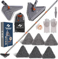 80 Extendable Wall Cleaner Mop with Rotating Head | 3-in-1 Adjustable Wall Mop with Microfiber Pads &amp Gloves | 360° Wall Cleaner with Long Handle for Windows Floors &amp Baseboards