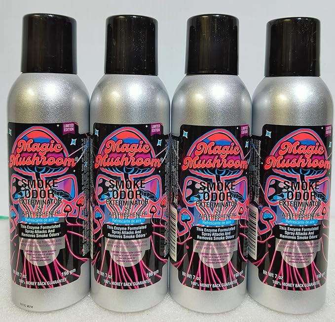 Smoke Odor Exterminator 198 gm/ 7 oz Large Spray Magic Mushroom 7oz Can 4 Pack. Assorted