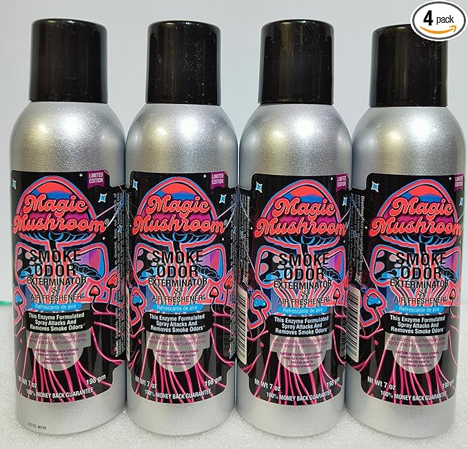 Smoke Odor Exterminator 198 gm/ 7 oz Large Spray Magic Mushroom 7oz Can 4 Pack. Assorted