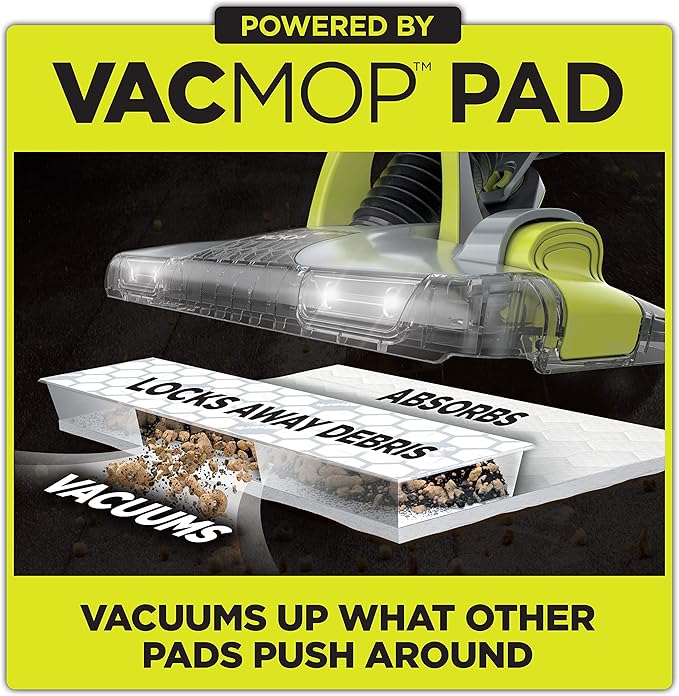 Shark VM252P10 VACMOP Pro Cordless Hard Floor Vacuum Mop with LED Headlights 12 Disposable Pads &amp 12 oz. Cleaning Solution Charcoal Gray