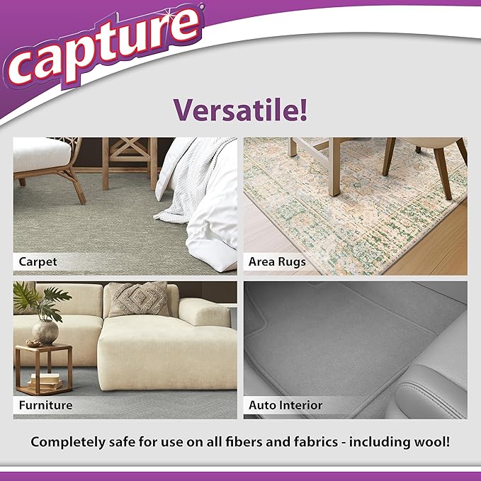 Capture Carpet Total Care Kit 250 - Home Couch and Upholstery Car Rug Dogs &amp Cats Pet Carpet Cleaner Solution - Strength Odor Eliminator Stains Spot Remover Non Liquid &amp No Harsh Chemical