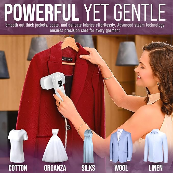 Portable Clothes Steamer &amp Mini Steam Iron – 1200W Handheld Wrinkle Remover 4 Modes 20s Fast Heating Travel Garment Steamer for Clothing Bedding &amp Curtains Compact Folding Design – White