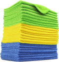 POLYTE Microfiber Cleaning Cloth 12 x 16 in Blue Green Yellow 24 Pack