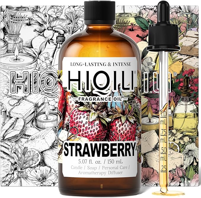HIQILI Strawberry Fragrance Oil for Diffuser Use Great for Candle Soap Body Butter Making DIY Fruity Scent Perfume - 5.07 Fl Oz