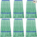 Eccliy 24 Pack Heavy Loop End Cotton String Mop Head Heavy Duty Mop Head Commercial Refills Replacement Bulk for Home Industrial Commercial Floor Cleaning (GreenBlue)