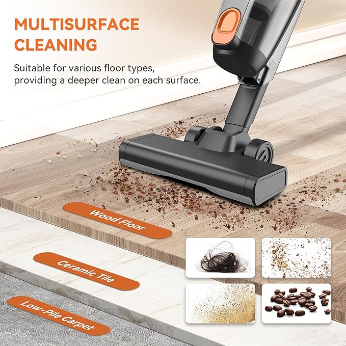 Vazone R6X Corded Stick Vacuum Cleaners for Home 20Kpa Powerful Suction Stick Vacuum with 16Ft Cord 2 in 1 Lightweight Handheld Vacuum Cleaner for Hardwood Floor Pet Hair