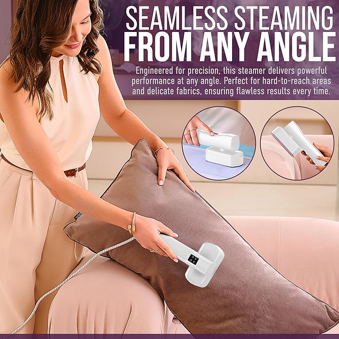 Portable Clothes Steamer &amp Mini Steam Iron – 1200W Handheld Wrinkle Remover 4 Modes 20s Fast Heating Travel Garment Steamer for Clothing Bedding &amp Curtains Compact Folding Design – White