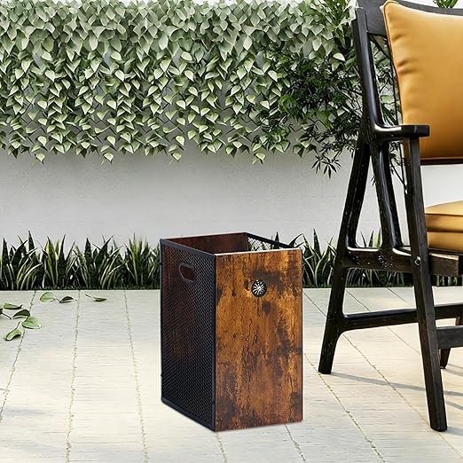 Small Trash Can 4.5 Gallon Garbage Can with Handle Metal Mesh Waste Basket Rectangular Trashcan for Bedroom Bathroom Office Living Room Industrial Finish