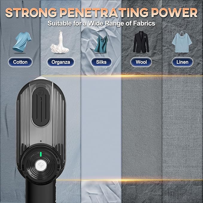 Travel Steamer for Clothes Small Iron - 1000W Portable Steamer &amp Mini Iron10s Fast Heat Handheld Mini Steamer with 8FT Cord Foldable Handle Travel College Dorm &amp Home Essentials (Black)
