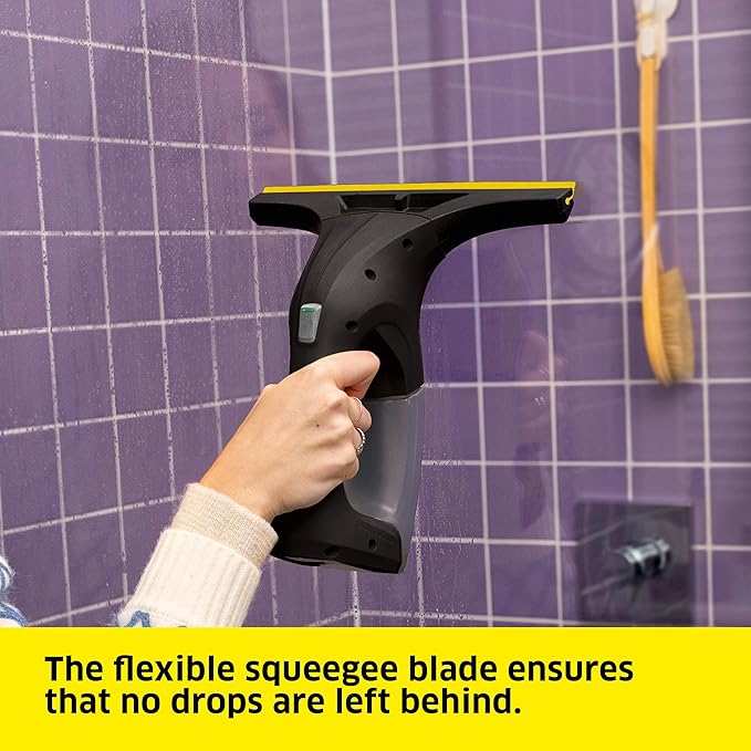 Kärcher WV 1 Electric Window Vacuum Squeegee 10 - Perfect for Showers Mirrors Glass and Countertops - Electric Squeegee Black