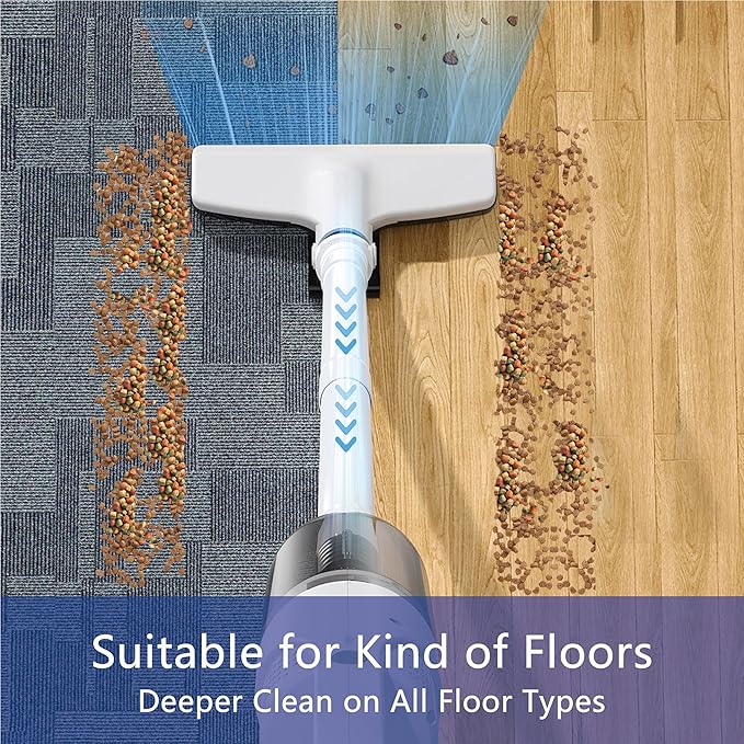 6-in-1 Lightweight Stick Vacuum Cleaner with 350W Powerful Motor Mini Portable Household Handheld Vacuum Cleaner for Domestic Hard Floors Carpets and Pet Hair(Porcelain White Corded)