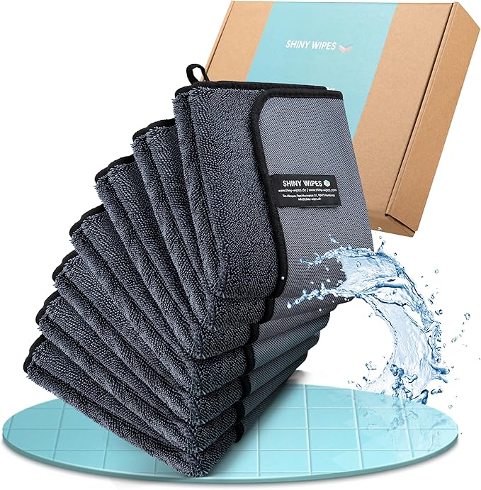 Shiny Wipes XL Drying Towel The Original Ultra Absorbent Twisted-Loop Design Streak-Free Drying Towel Shiny Wipes Shower Cleaning Cloths (7 Towel)