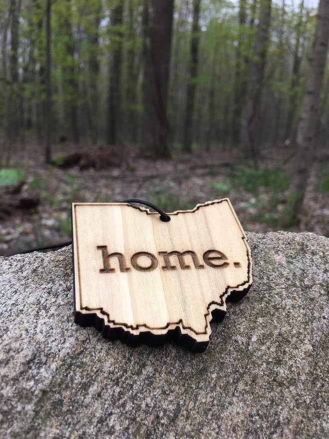 Arotags Ohio Wooden Car Air Freshener - Long Lasting Backwoods Birch Scent Diffuses for 365+ Days - Includes Hanging Mirror Diffuser and Fragrance Oil - 100% American Made