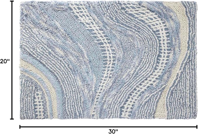Avanti Linens - Bath Rug Cotton Bath Mat Durable Home Essentials (Waves Blue 20 x 30)