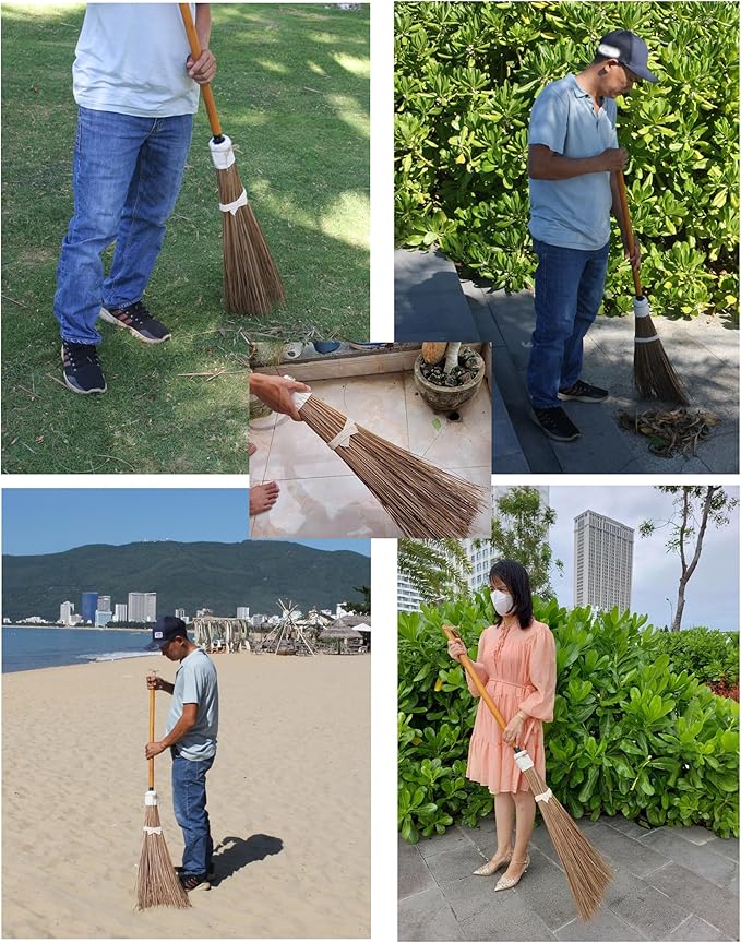Coconut Broom - 55 Inches Length Heavy Duty Broom for Sweeping Patio Garden House Garage and Other Outdoor Spaces.