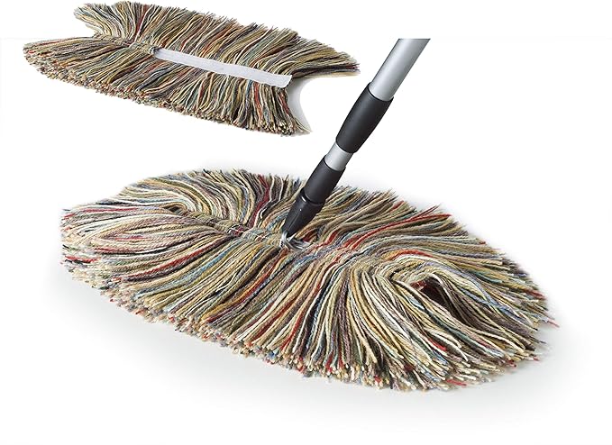 Sladust All Wool Dry Mop with Telescoping Handle and Replacement Head Made in The USA