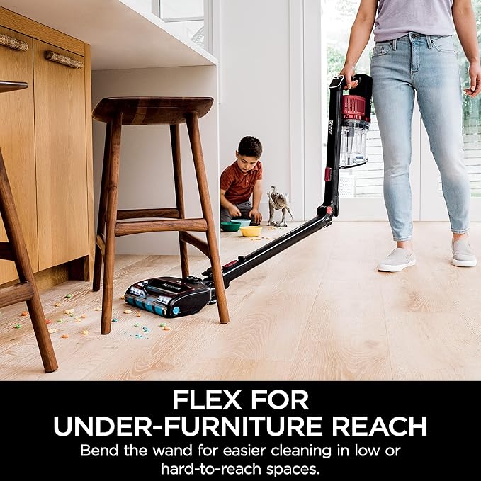 Shark Cordless Vertex Pro Lightweight Cordless Stick Vacuum with DuoClean PowerFins HEPA Fitler Anti-Allergen Complete Seal LED Headlights For Carpets &amp Hardfloors Red IZ662H