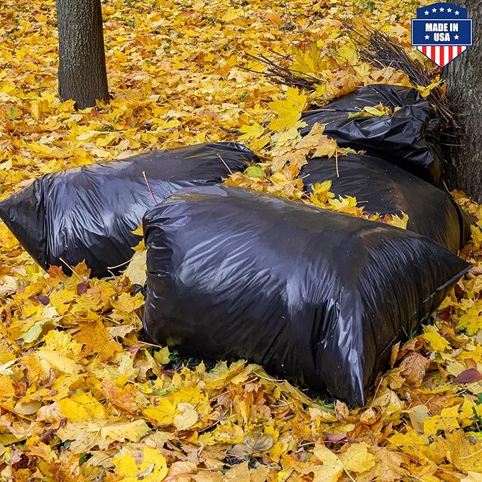 Fuxury 60 Gallon Trash Bags Medium Duty 100 Count Garbage Bags 38 x 58 Extra Large Black Trash Bags 0.9 Mil Plastic Bags for Serious Garbage Cleanup Made in USA