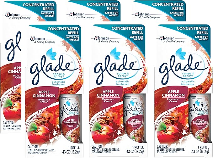 Glade Sense &amp Spray Automatic Air Freshener Apple Cinnamon Refill (0.43 oz)(PACK OF 6)
