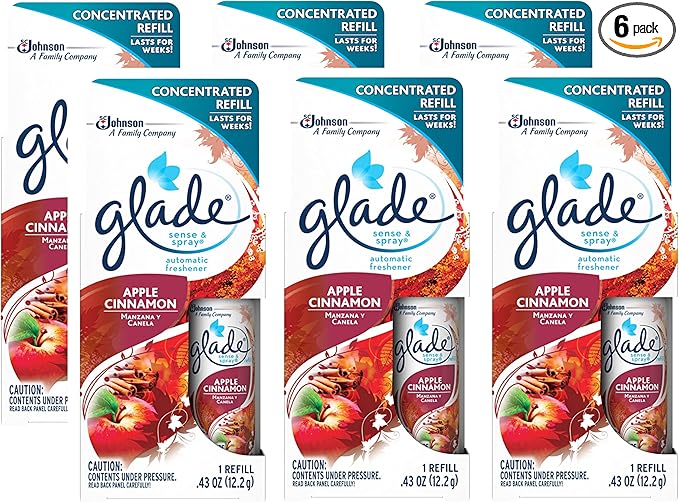 Glade Sense &amp Spray Automatic Air Freshener Apple Cinnamon Refill (0.43 oz)(PACK OF 6)
