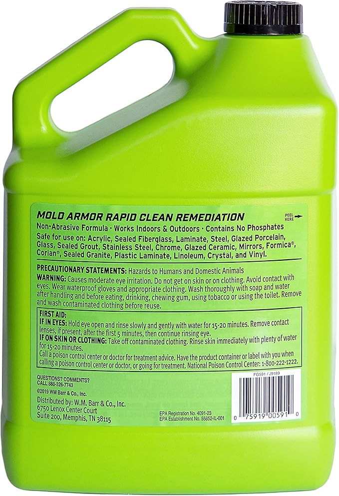 Mold Armor Rapid Clean Remediation 1 Gallon Kills Cleans &amp Prevents Mold &amp Mildew