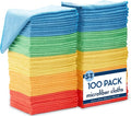 S&ampT INC. 100 Pack Microfiber Cleaning Cloth Bulk Towels for Home Reusable Microfiber Towels for Cars Cleaning Rags Assorted 11.5 Inches x 11.5 Inches 100 Count