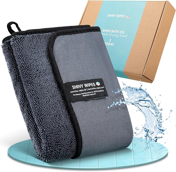 Shiny Wipes XL Drying Towel The Original Ultra Absorbent Twisted-Loop Design Streak-Free Drying Towel Shiny Wipes Shower Cleaning Cloths (1 Towel)