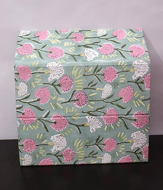 Christmas Decorative Hand Block Printed Waste Basket/Trash Can/Garbage Can/Card Board Trash Can Housewarming Gift (Pink&ampWhite)
