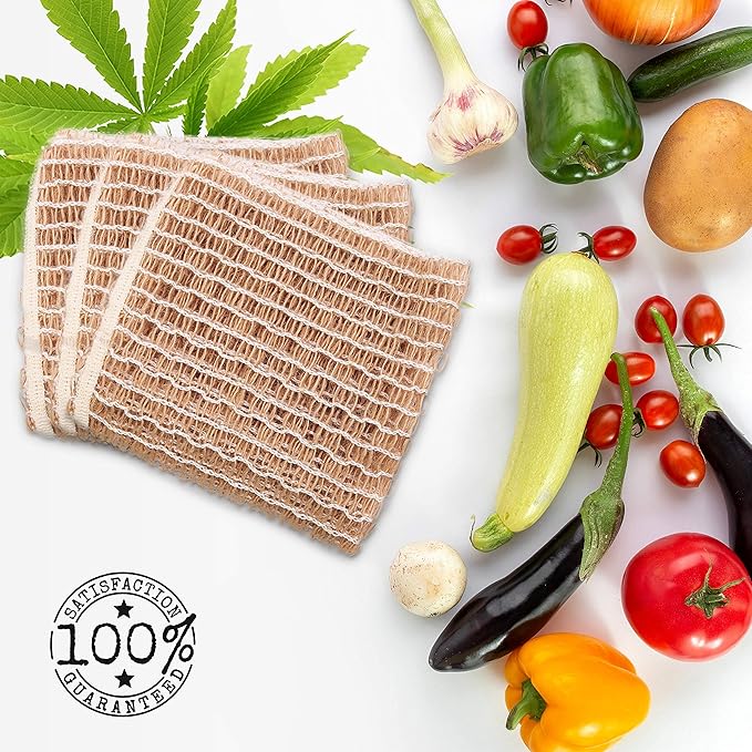 rE: REKURATOR Hemp Scrubber – 100% Hemp Fiber Loosely Woven Two-Layer Mesh Non-Scratch Plastic-Free Unbleached Multi-Purpose for Dishes Produce &amp Bathing (3-Pack)