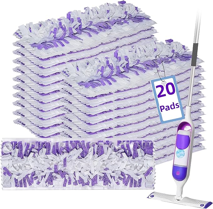 Disposable Mopping Pad Refills for PowerMop Multi-Surface Mop and PowerMop Wood Mop Spray Clean Pads Replacement (Purple -20)