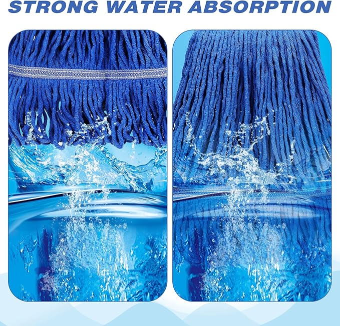 Nuogo 10 Pcs Commercial Mop Head Replacement Floor Cleaning Wet Heavy Duty Commercial Mop Refills General Cleaning(27.6 InchBlue)