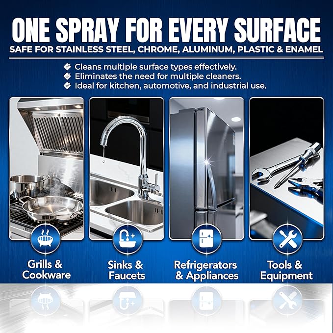 Sheila Shine 1 Quart Stainless Steel Cleaner and Polish - Cleans Polishes &amp Protects Kitchen Appliances Refrigerators Sinks Ovens &amp Grills - Spray &amp Polish Stainless Steel Cleaner