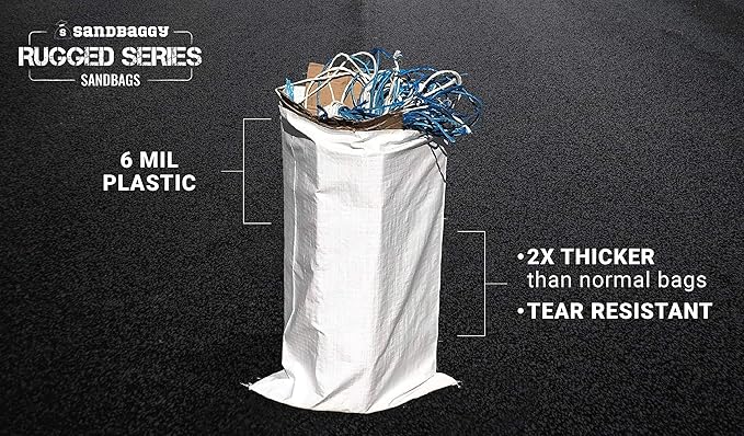 Sandbaggy Large Sandbags - Size: 25 x 40 - Thick Heavy Duty Contractor Bags Heavy Duty Garbage Bags Dumpster Bag Construction Trash Bags 6 mil (1000 Bags)