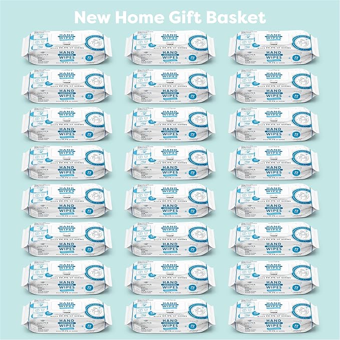 24 Pack Hand Sanitizing Wipes All-Purpose Cleaner for Bathroom Kitchen Office 1728 Count Soft Flow with Gift Basket